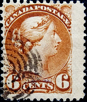 Канада 1870 год . Queen Victoria . 6 c . Каталог 80 €.
